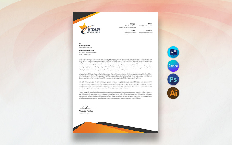 CANVA and MS Word Letterhead Template Design Corporate Identity
