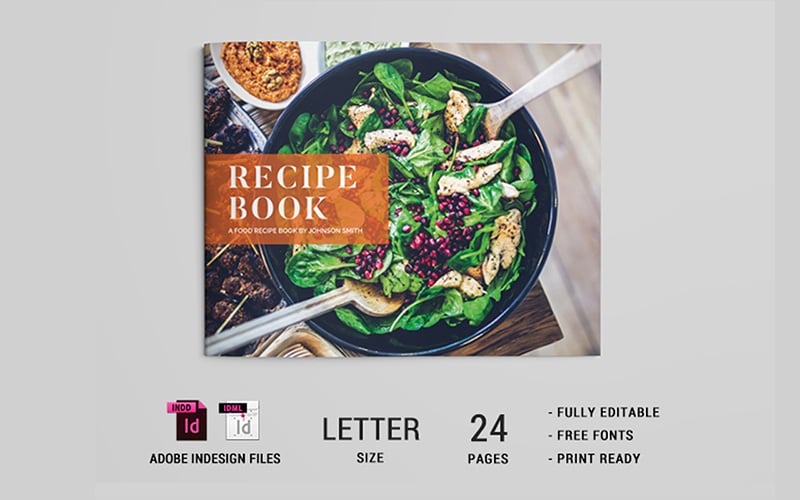 Food Recipe Book Template Magazine Template
