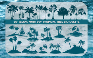 20+ Island with 70+ Tropical Tree Silhouette