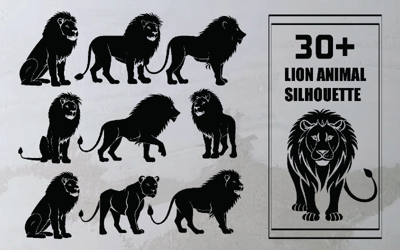 30+ Lion Animal Silhouette Illustration