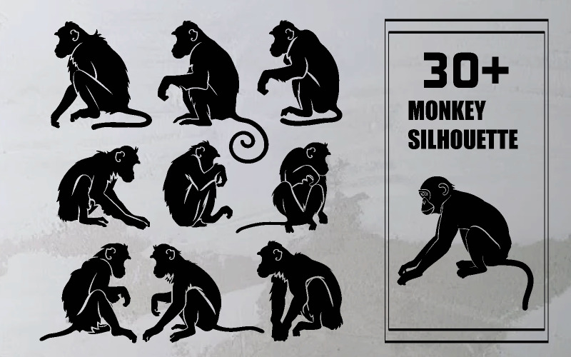30+ Monkey Animal Silhouette Illustration