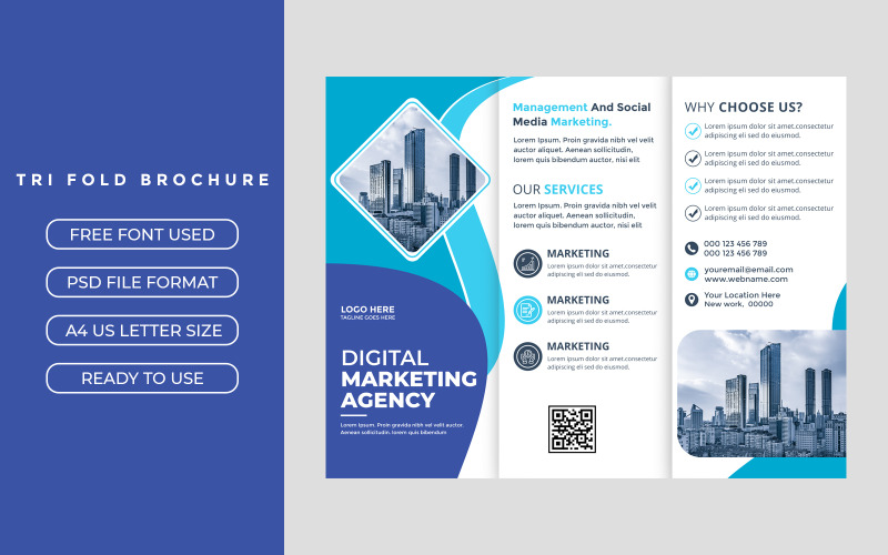 Modern Trifold Brochure Cover for business agency Corporate Identity
