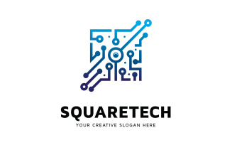Square Tech Logo Design Template FREE