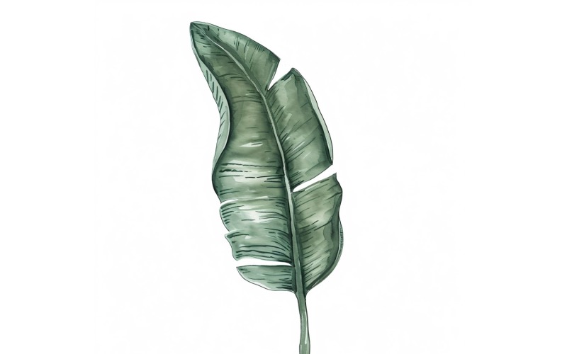 Banana Leaves Watercolour Style Painting 1 Illustration