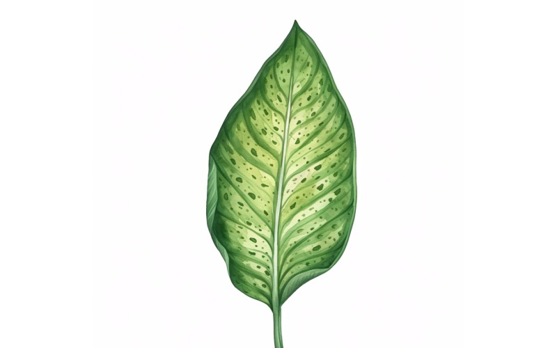 Dieffenbachia Leaves Watercolour Style Painting 2 Illustration