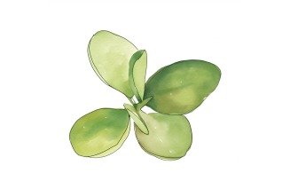 Jade Leaves Watercolour Style Painting 2