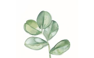 Jade Leaves Watercolour Style Painting 3