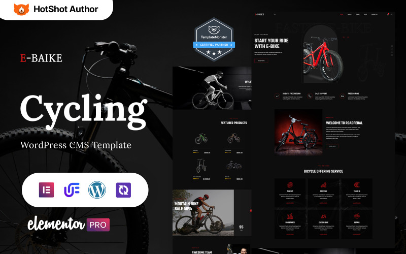 E-Baike - Cycling And Bicycle Shop WordPress Elementor Theme WordPress Theme