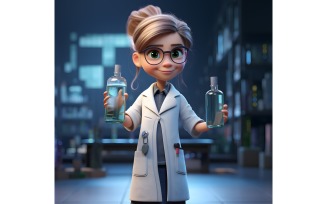 3D Character Child Girl Scientist with relevant environment 10