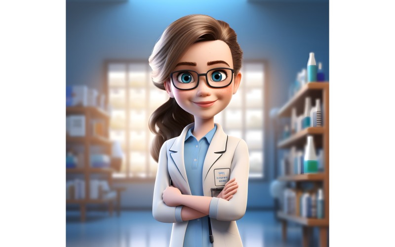 3D Character Child Girl Scientist with relevant environment 12 Illustration