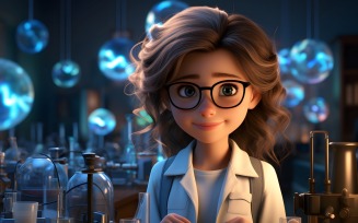 3D Character Child Girl Scientist with relevant environment 16