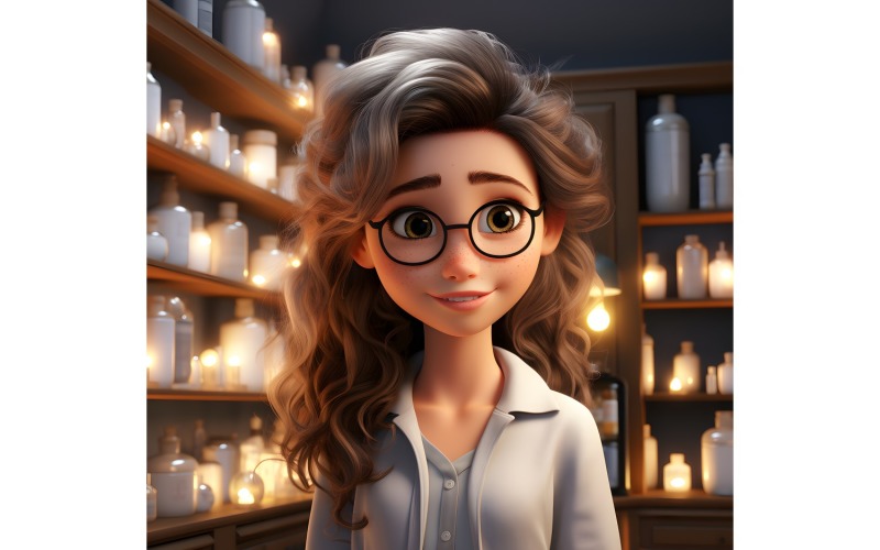 3D Character Child Girl Scientist with relevant environment 5 Illustration
