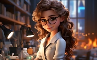 3D Character Child Girl Scientist with relevant environment 6