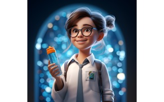 3D Character Child Girl Scientist with relevant environment 8