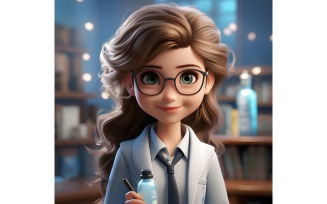 3D Character Child Girl Scientist with relevant environment 9