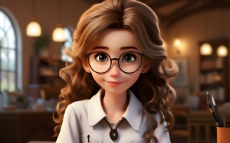 3D Character Child Girl Teacher with relevant environment 1