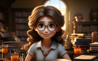 3D Character Child Girl Teacher with relevant environment 2