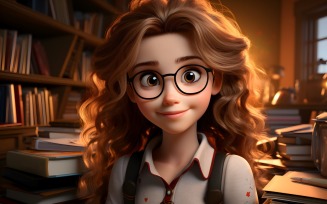 3D Character Child Girl Teacher with relevant environment 3