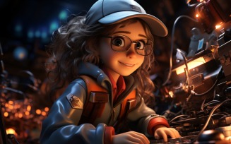 3D Character Child Girl Welder with relevant environment 4