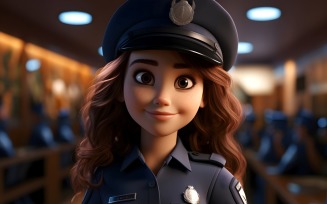 3D Character Girl Police_Officer with relevant environment 4