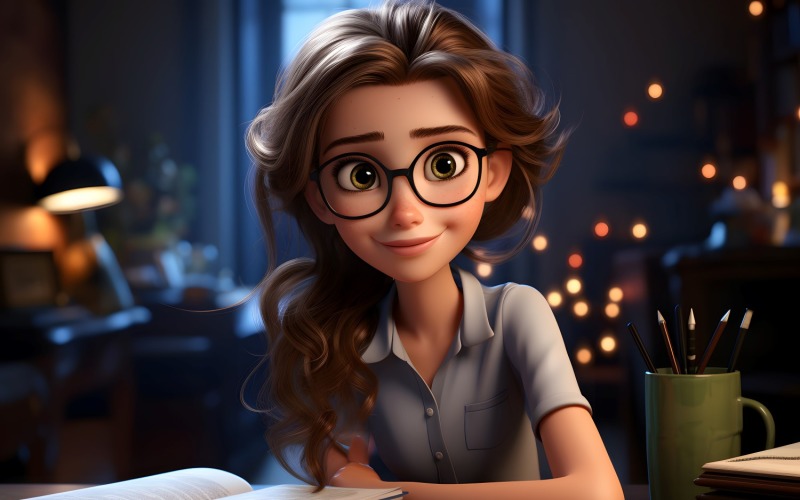3D Character Girl Psychologist with relevant environment 2 Illustration