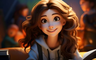3D Character Girl Psychologist with relevant environment 4
