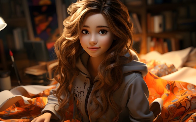 3D Character Girl Textile_Designer with relevant environment 3 Illustration