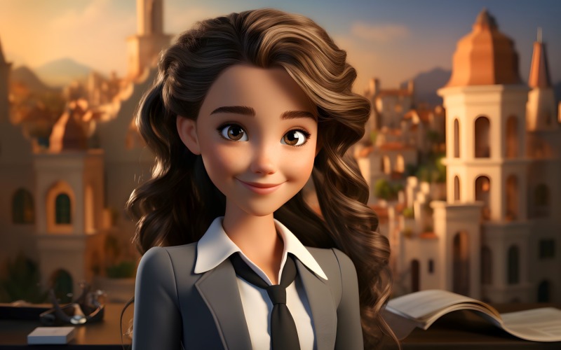 3D Pixar Character Girl Real_Estate Advisor 3 Illustration