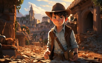 3D Character Boy Archaeologist with relevant environment 3
