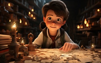 3D Character Boy Archaeologist with relevant environment 4