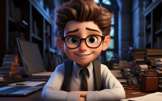 3D Character Child Boy Accountant with relevant environment 1