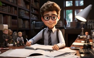 3D Character Child Boy Accountant with relevant environment 5
