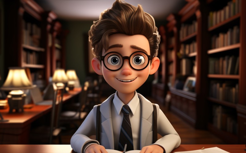 3D Character Child Boy Accountant with relevant environment 6 Illustration