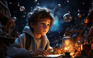 3D Character Child Boy Astronomer with relevant environment 1