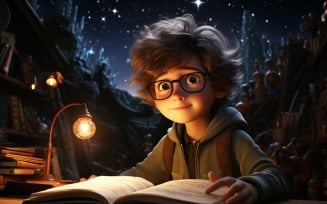 3D Character Child Boy Astronomer with relevant environment 3