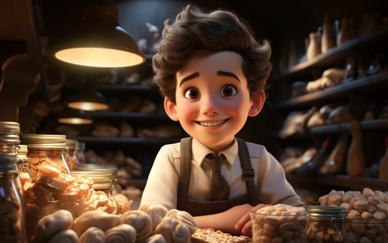 3D Character Child Boy Bakeman with relevant environment 1 Illustration