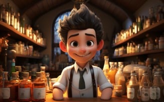 3D Character Child Boy Bartender with relevant environment 1