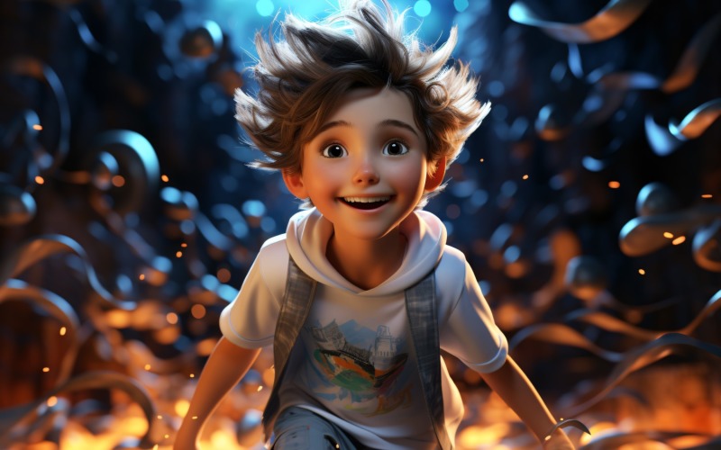 3D Character Child Boy Dancer with relevant environment 1 Illustration