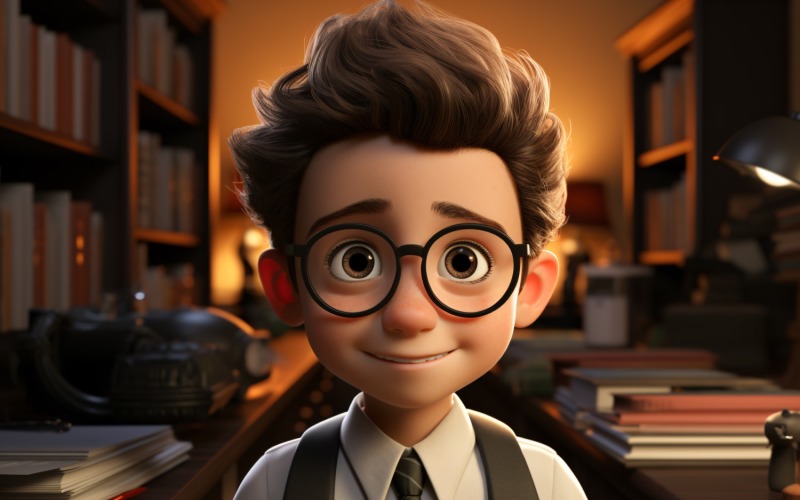 3D Character Child Boy Economist with relevant environment 4 Illustration