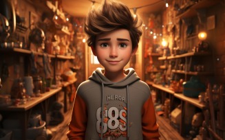 3D Character Child Boy fashion artist with relevant environment 3