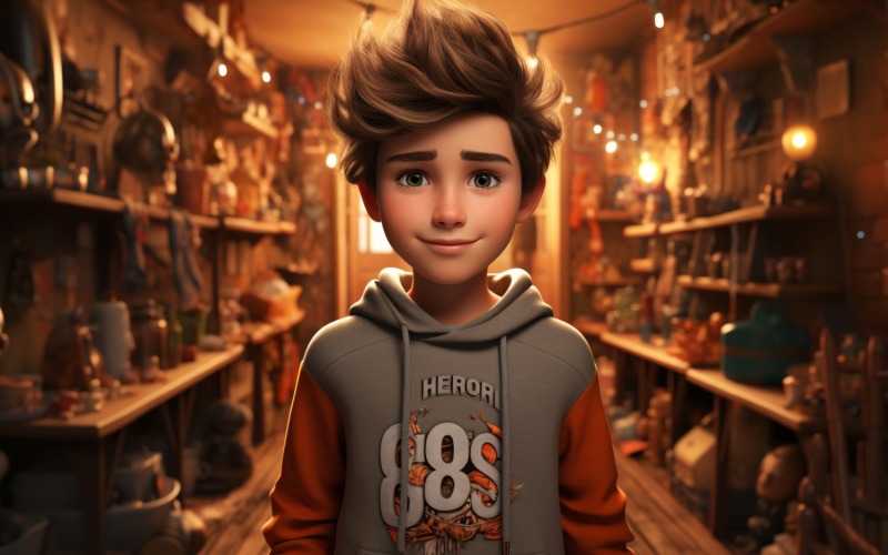 3D Character Child Boy fashion artist with relevant environment 3 Illustration