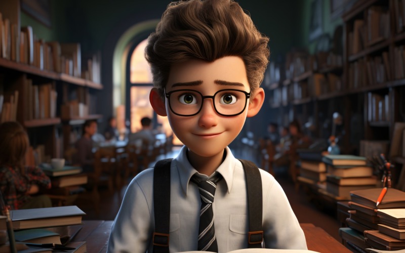3D Character Child Boy Teacher with relevant environment 2. Illustration