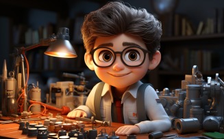 3D Pixar Character Boy Environmental Scientist 3