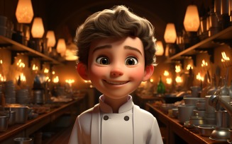 3D pixar Character Child Boy Chef with relevant environment 6