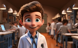3D pixar Character Child Boy Nurse with relevant environment 4.