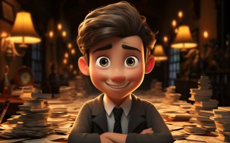 3D Character Boy Financial Advisor with relevant environment 6