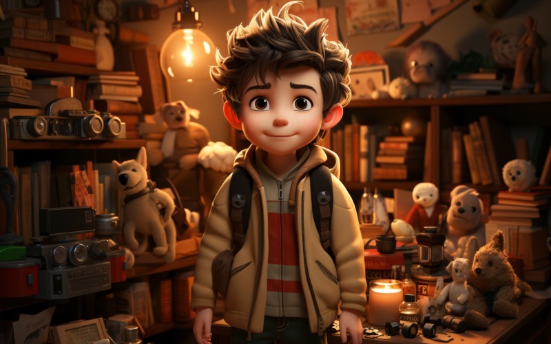3D Character Boy Photographer with relevant environment 1. Illustration