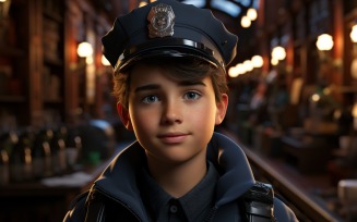 3D Character Boy Police_Officer with relevant environment 1