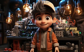 3D Character Child Boy Electrician with relevant environment 1.
