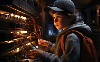 3D Character Child Boy Electrician with relevant environment 3.